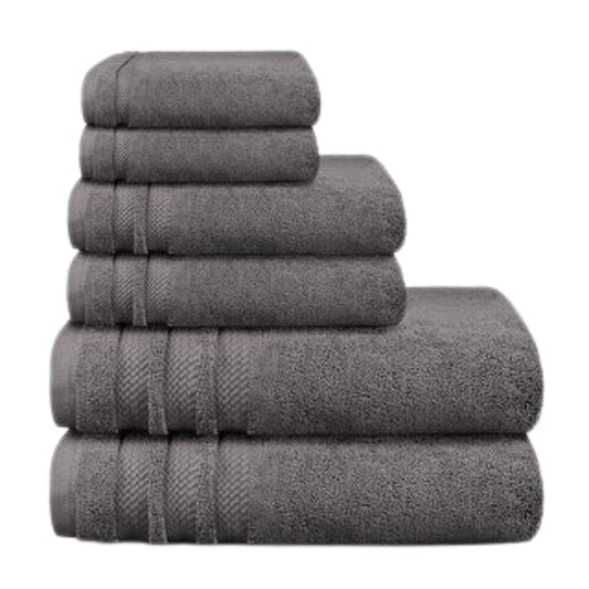 TRIDENT Towels Grey TRIDENT - Finesse Zero Twist 100% Cotton 6-Piece Bath Towel Set