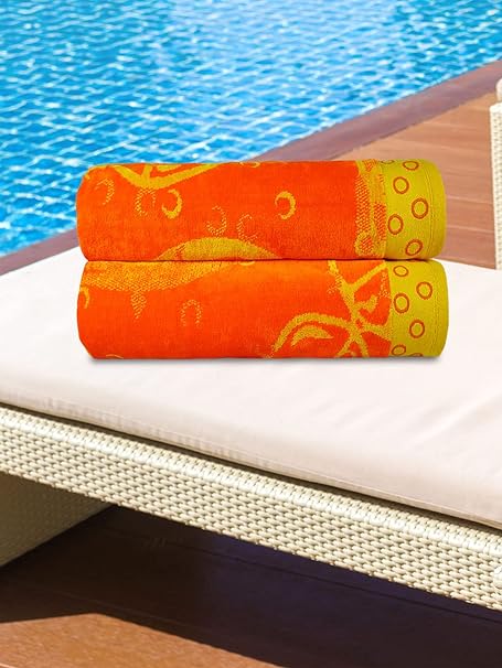 TRIDENT Towels Orange TRIDENT - Orange Printed Beach Towel