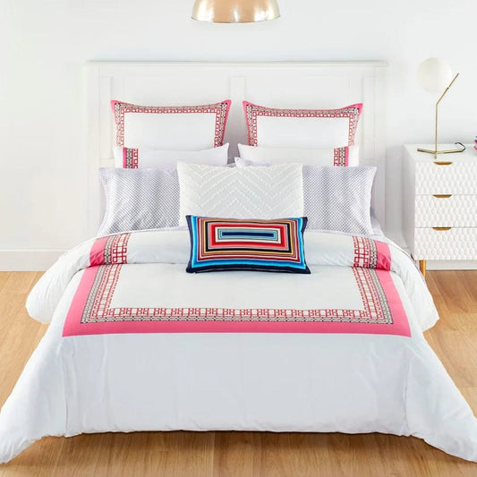 TRINA TURK Comforter/Quilt/Duvet King / White TRINA TURK - Theodora Cotton Pink Duvet Cover Set