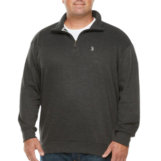 U.S. POLO ASSN. Mens Tops U.S. POLO ASSN -  Big & Tall Black Quarter Zip Pullover Sweatshirt