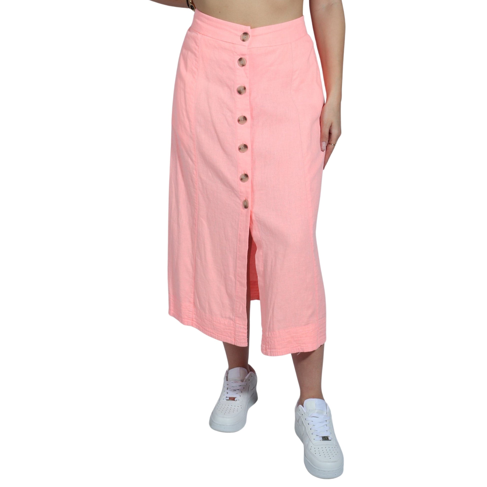 UNIVERSAL THREAD Womens Bottoms M / Pink UNIVERSAL THREAD -  Linen Utility Midi A-Line Skirt