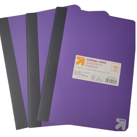 UP&UP STATIONARY Purple UP&UP -  College Ruled Composition Notebooks Set Of 3 Plastic Covered