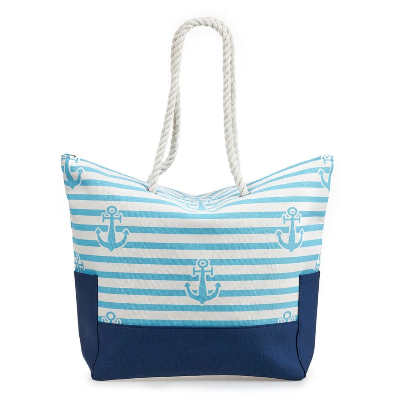 VERDE Beach Bags Blue VERDE -  Fastening with a zipper Beach Back