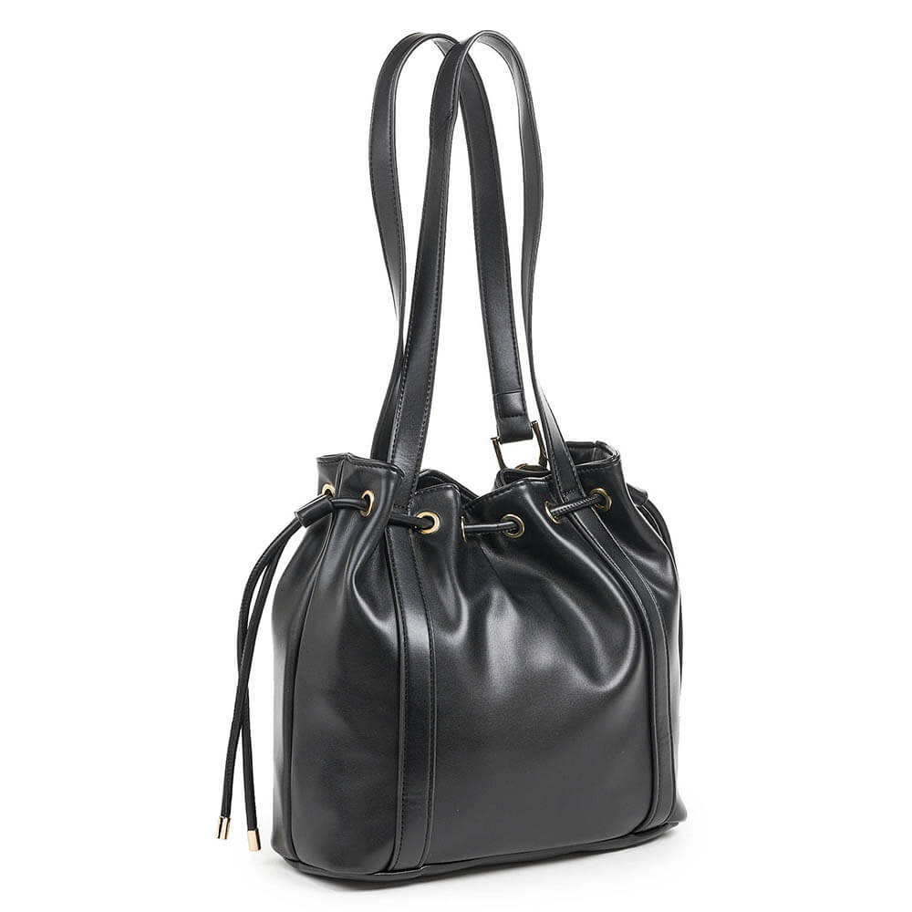 VERDE Women Bags Black VERDE - Cord-lock Drawstring Bag