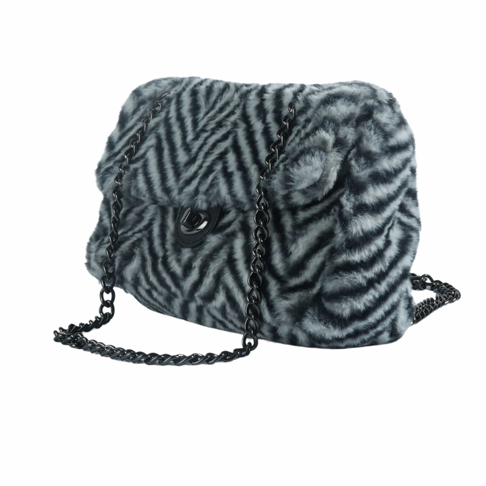 VERDE Women Bags Grey VERDE - Fur Mini Bag