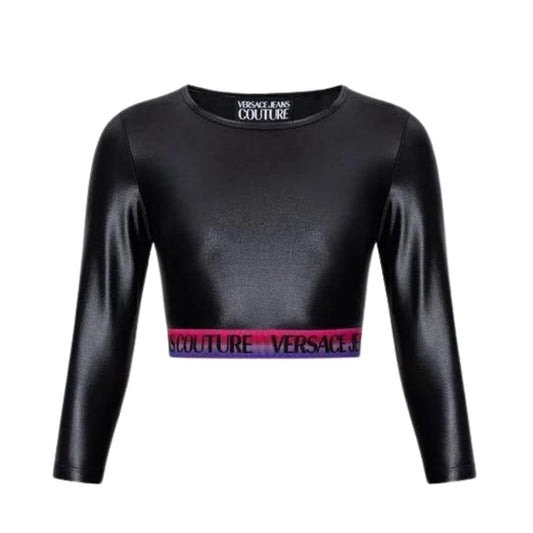 VERSACE Womens Tops XS / Black VERSACE - Cropped Top With Logo