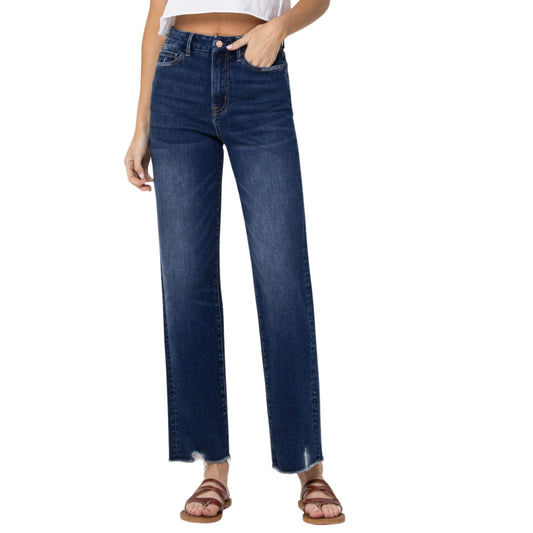 VERVET Womens Bottoms XS / Blue VERVET - Super High Rise Slim Jeans with Wide Leg
