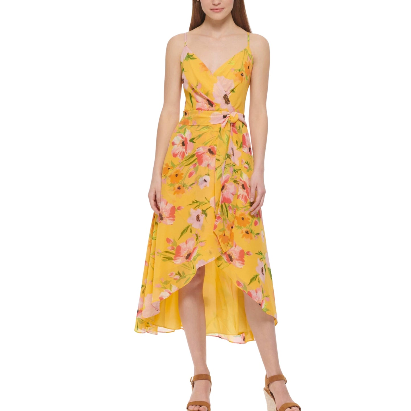 VINCE CAMUTO Womens Dress Petite S / Multi-Color VINCE CAMUTO - Floral V-Neck Fit & Flare Dress