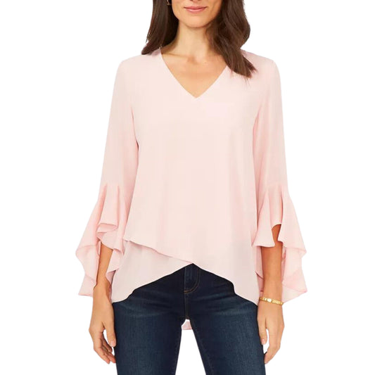 VINCE CAMUTO Womens Tops Petite XS / Pink VINCE CAMUTO -  Flutter-Sleeve Top