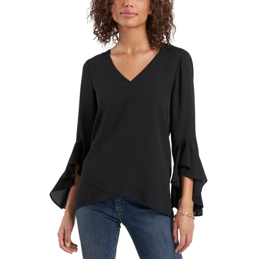 VINCE CAMUTO Womens Tops Petite M / Black VINCE CAMUTO -  Flutter-Sleeve Top