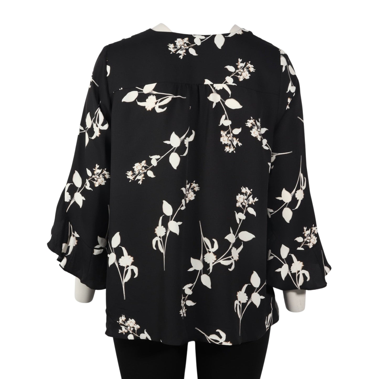 VINCE CAMUTO Womens Tops XXXL / Multi-Color VINCE CAMUTO -  Flutter Sleeve V-Neck Sparse Blooms Tunic