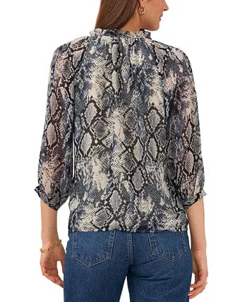 VINCE CAMUTO Womens Tops VINCE CAMUTO - Snake Print Keyhole Long Sleeve Top