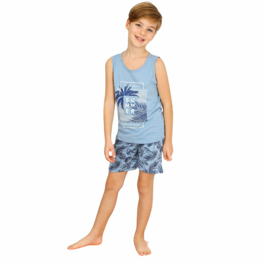 VITMO Baby Boy 3-4 Years / Blue VITMO - BABY - Graphic Top & Short Pajama Set