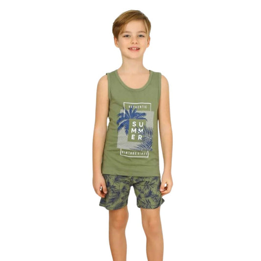 VITMO Baby Boy 1-2 Years / Green VITMO - BABY - Graphic Top & Short Pajama Set