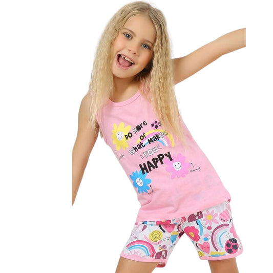 VITMO Girls Pajamas XS / Pink VITMO - KIDS - Sleeveless Top &Short Pajama Set
