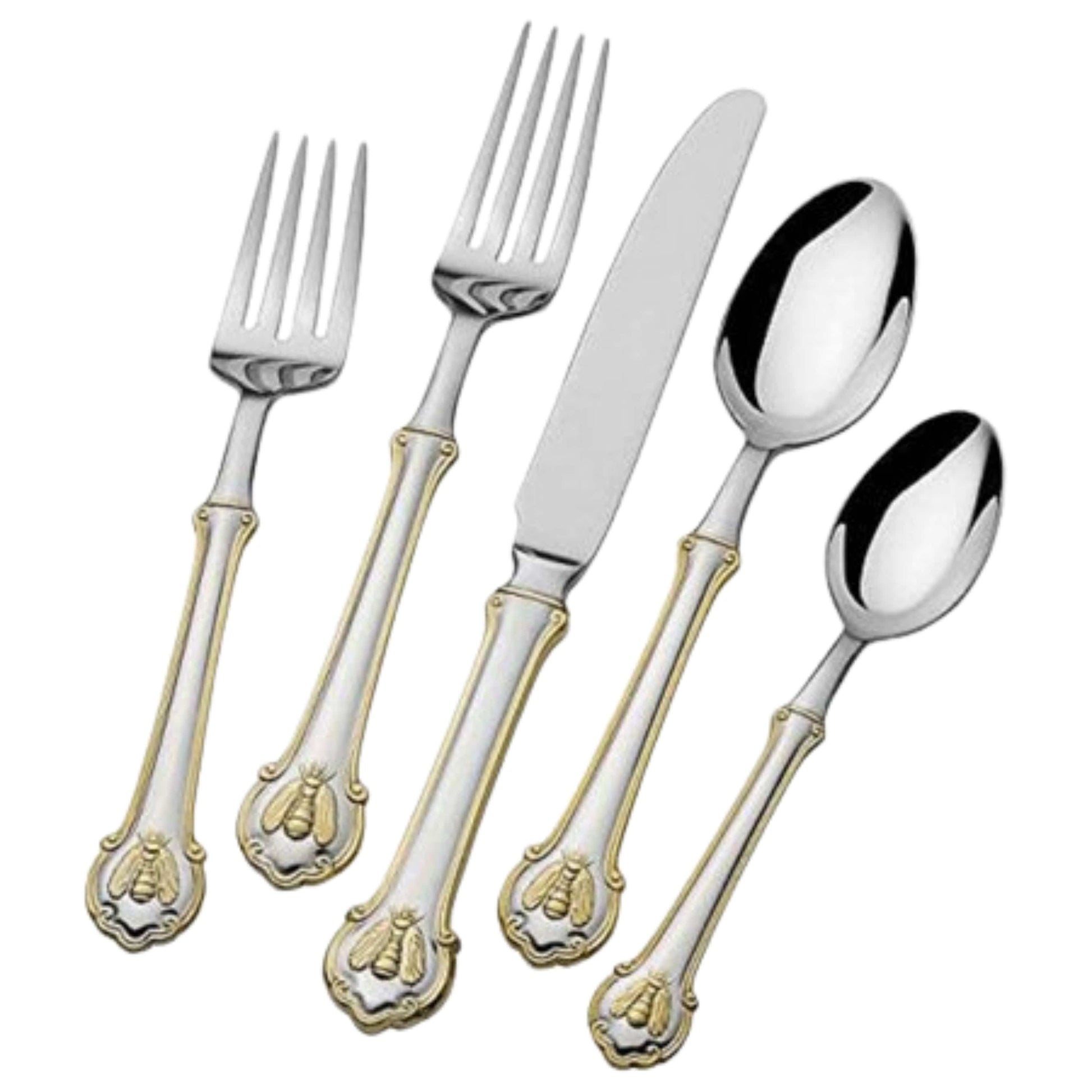 WALLACE Kitchenware Gold WALLACE -  Napoleon Bee Gold Accent 45 Piece Flatware Set