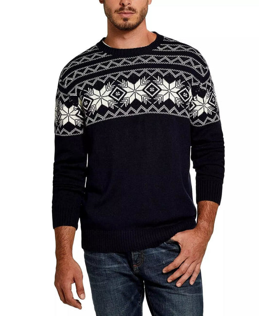 WEATHERPROOF Mens Tops XL / Navy WEATHERPROOF - Patterned Crew Neck Classic Fit Vintage Look Pullover Sweater