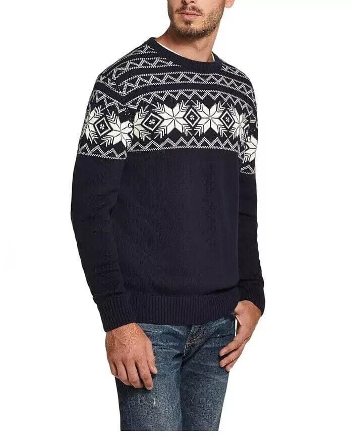 WEATHERPROOF Mens Tops XL / Navy WEATHERPROOF - Patterned Crew Neck Classic Fit Vintage Look Pullover Sweater