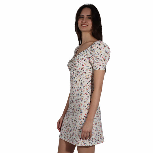 WEDNESDAY'S GIRL Womens Dress XXS / Multi-Color WEDNESDAY'S GIRL - Flower Short Dress