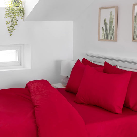 WELSPUN BASICS Comforter/Quilt/Duvet Full/Queen / Red WELSPUN BASICS - Cozy Solid Cotton Percale Comforter Set