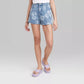 WILD FABLE Womens Bottoms XL / Blue WILD FABLE - High-Rise Cutoff Floral Print Denim Shorts