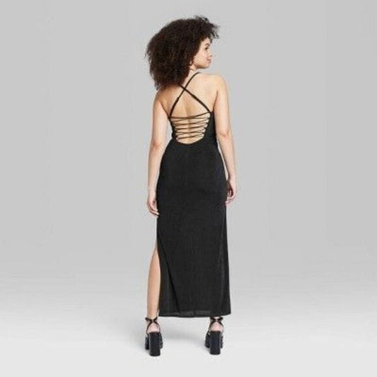WILD FABLE Womens Dress XXS / Black WILD FABLE - Lace-Up Back Maxi Bodycon Dress