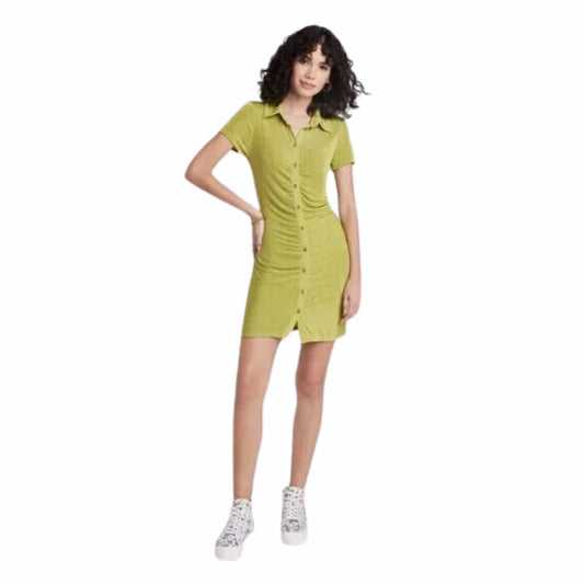 WILD FABLE Womens Dress M / Green WILD FABLE -  Short Sleeve Button-Front Bodycon Dress