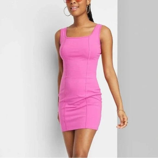 WILD FABLE Womens Dress XL / Pink WILD FABLE - Sleeveless Seamed Bodycon Dress