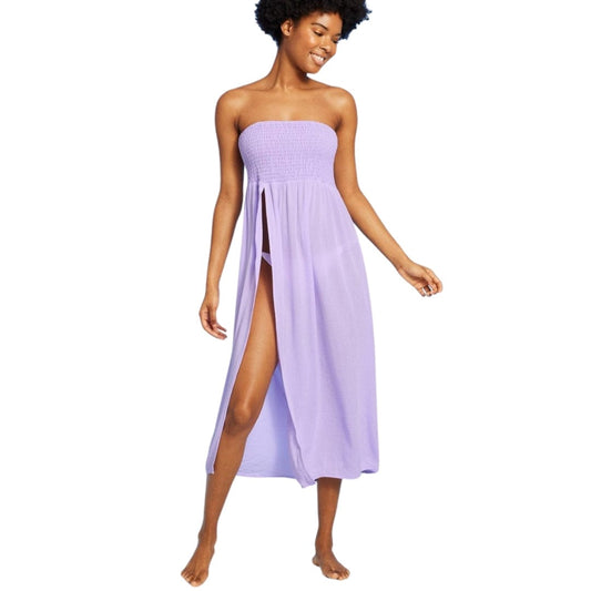 WILD FABLE Womens Swimwear WILD FABLE - Smocked High Slit Convertible Cover up Dress