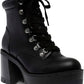 WILD PAIR Womens Shoes 38.5 / Black WILD PAIR - Maurenne Faux Leather Ankle Combat & Lace-up Boots