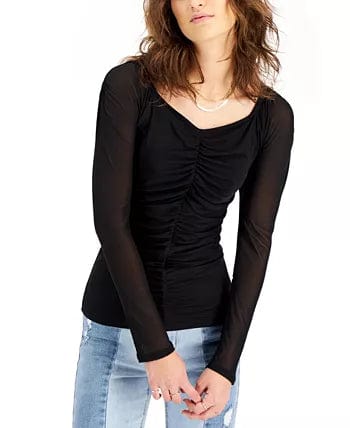WILLOW DRIVE Womens Tops XS / Black WILLOW DRIVE -  Ruched Mesh Top
