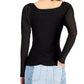 WILLOW DRIVE Womens Tops XS / Black WILLOW DRIVE -  Ruched Mesh Top