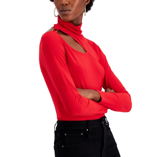 WILLOW DRIVE Womens Tops WILLOW DRIVE - Slash Detail Turtleneck Top