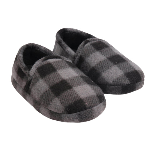WONDER NATION Kids Shoes 24 / Grey WONDER NATION - Plaid Fleece Slippers