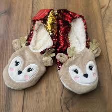 WONDERSHOP Womens Shoes 39-41 / Multi-Color WONDERSHOP - Christmas Holiday Reindeer Sock slippers