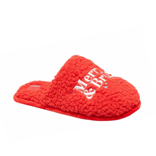 WONDERSHOP Womens Shoes 40 / Red WONDERSHOP -  Holiday Merry & Bright Scuff Slippers