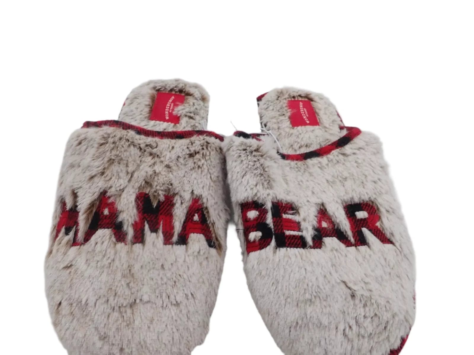 WONDERSHOP Womens Shoes WONDERSHOP - Mama Bear Faux Fur Plaid Slippers