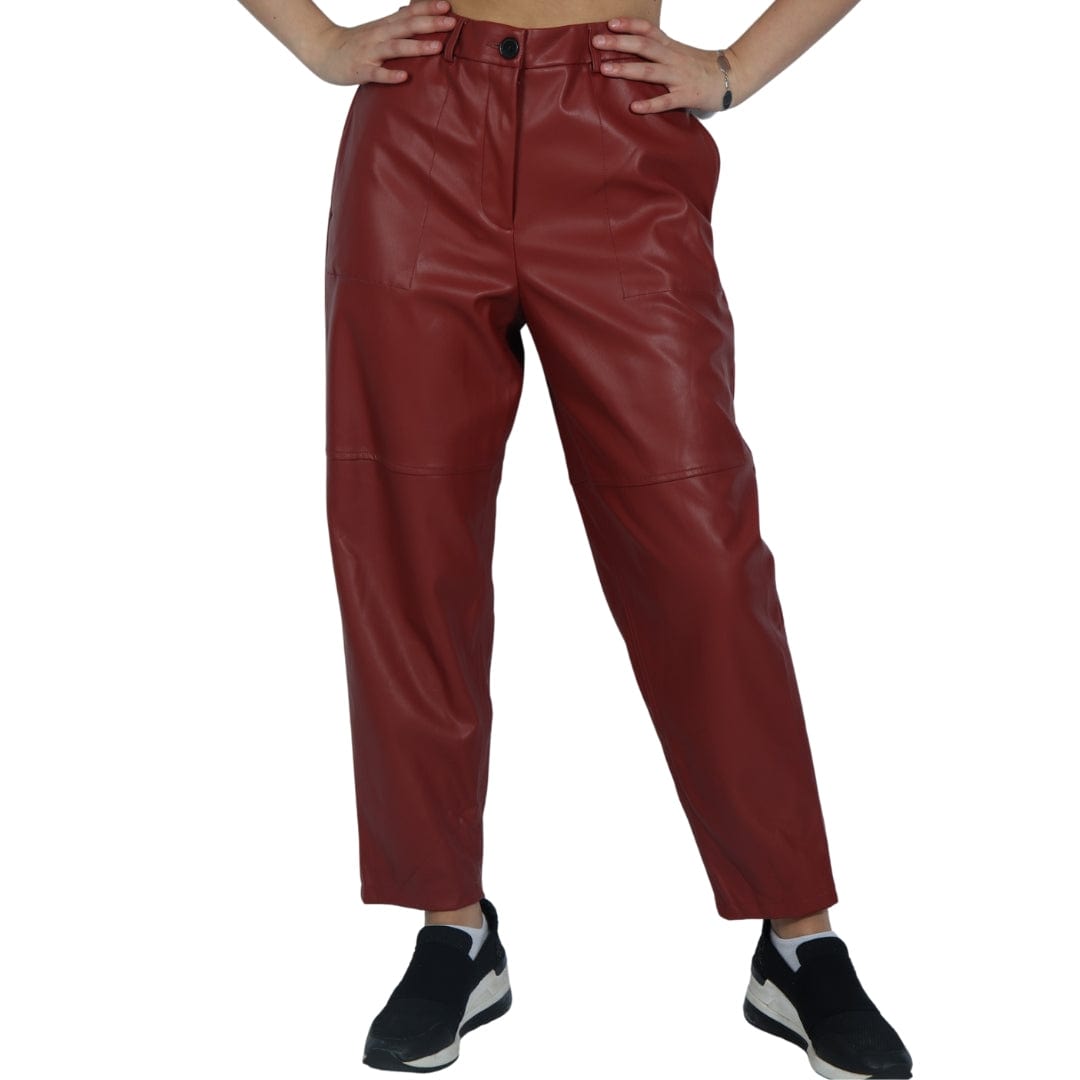 WORTHINGTON Womens Bottoms S / Red WORTHINGTON - Ankle Length Faux-Leather Pants