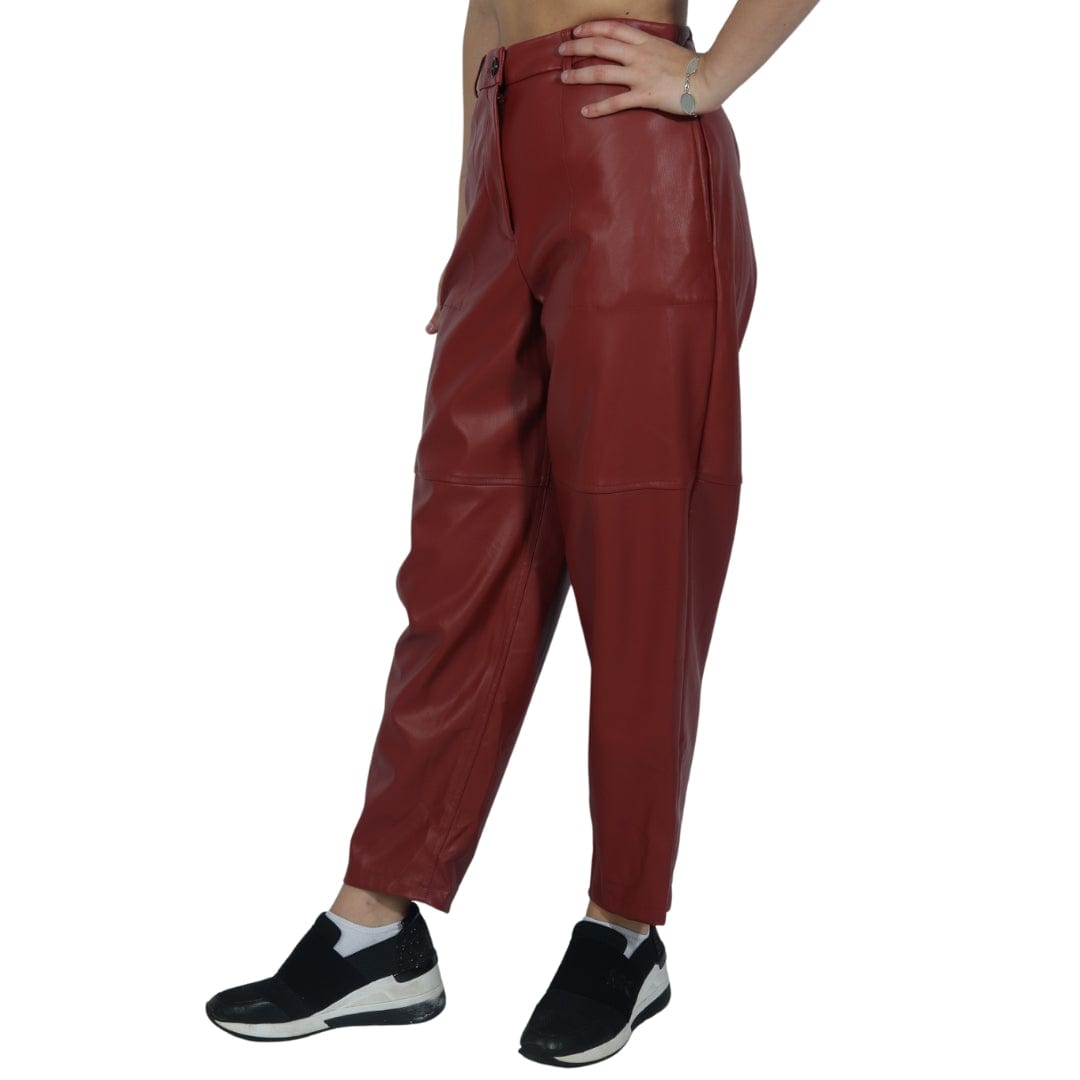 WORTHINGTON Womens Bottoms S / Red WORTHINGTON - Ankle Length Faux-Leather Pants