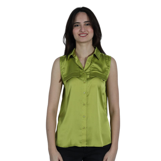 WORTHINGTON Womens Tops XS / Green WORTHINGTON - Buttons Front Open Top