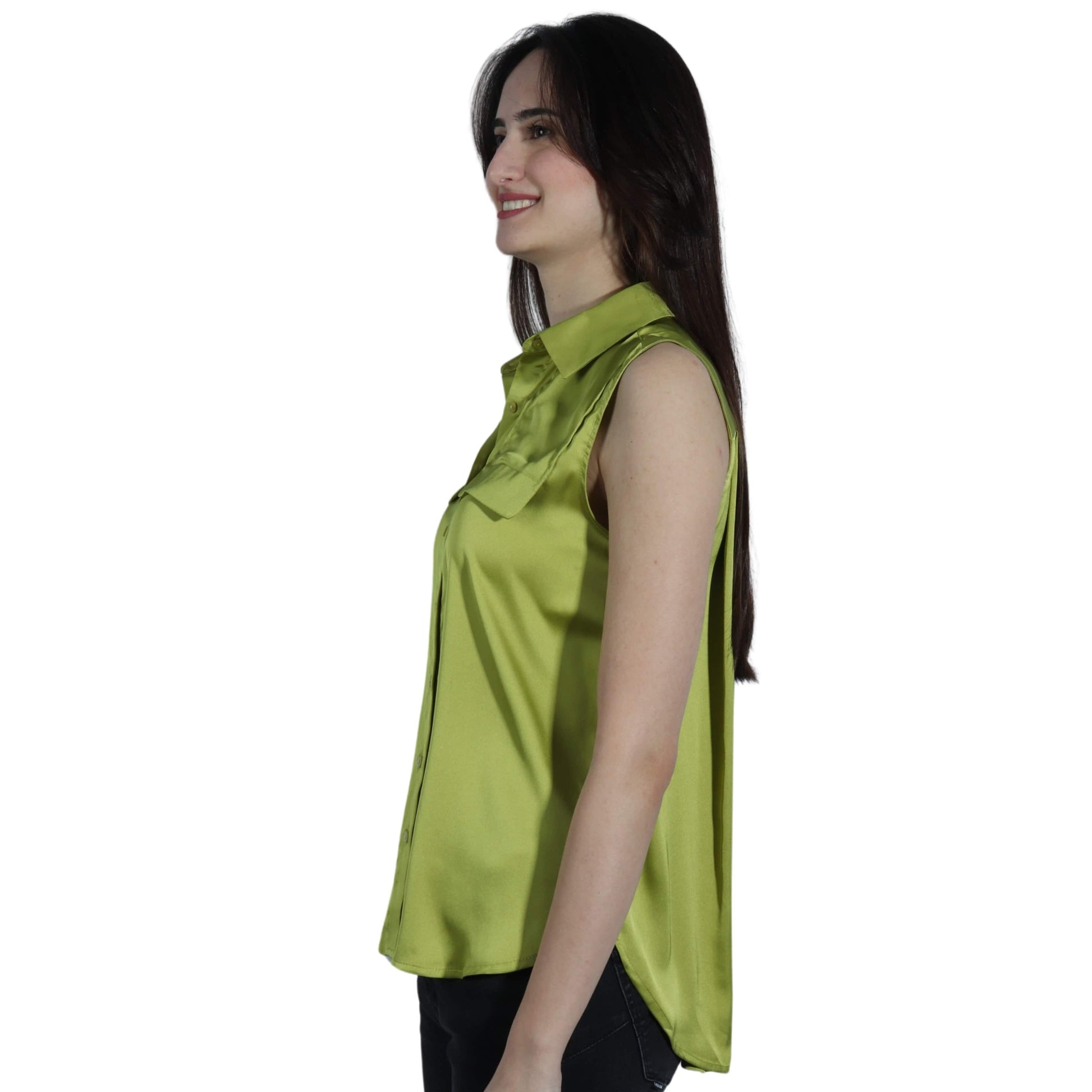 WORTHINGTON Womens Tops XS / Green WORTHINGTON - Buttons Front Open Top