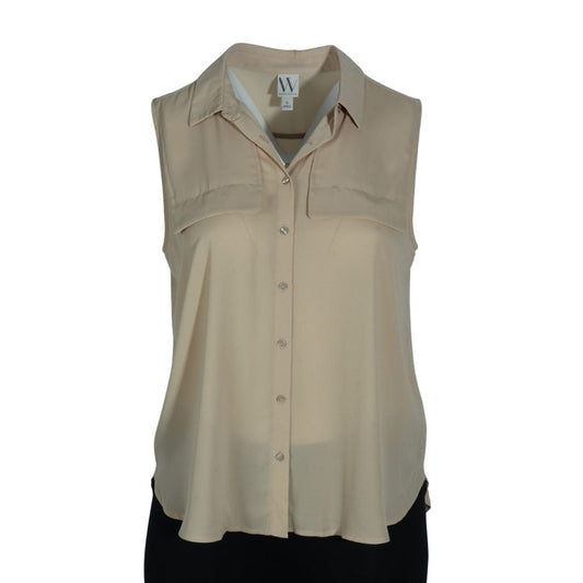 WORTHINGTON Womens Tops XL / Beige WORTHINGTON - Sheer Button Down Shirt