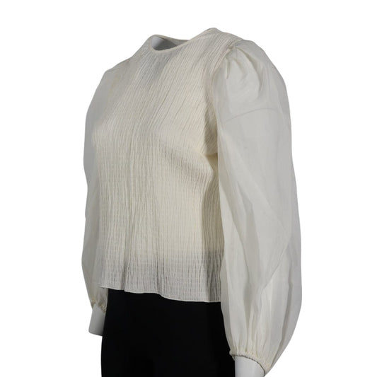 WORTHINGTON Womens Tops XL / Off-White WORTHINGTON - Sheer Sleeves Blouse