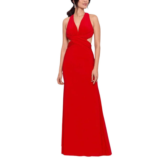 XSCAPE Womens Dress M / Red XSCAPE -  Cross-Back Cut-Out Fit & Flare Dress