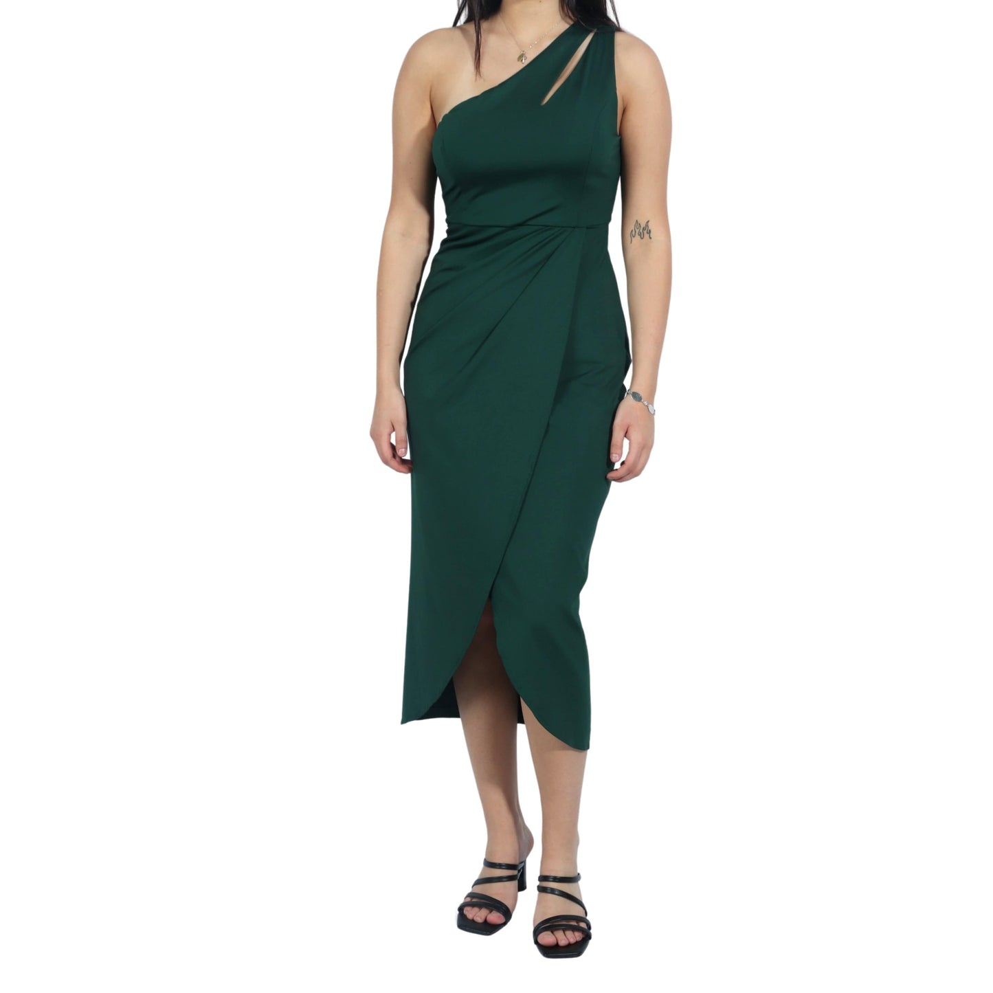 ZALALUS Womens Dress S / Green ZALALUS - One Shoulder Cutout Asymmetrical Dress