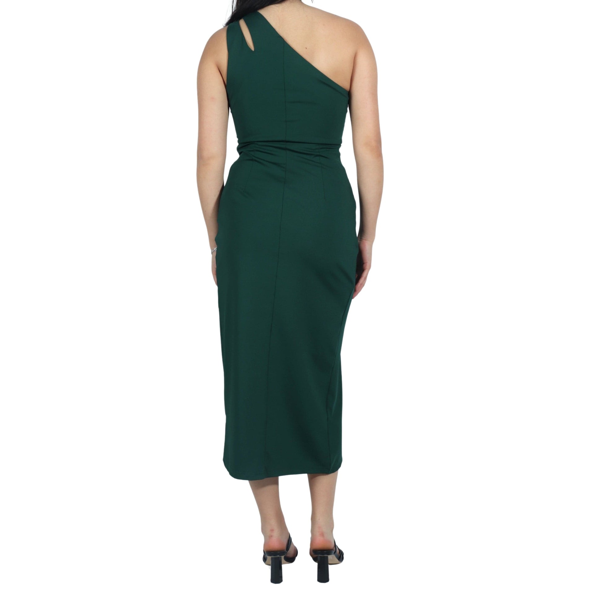 ZALALUS Womens Dress S / Green ZALALUS - One Shoulder Cutout Asymmetrical Dress