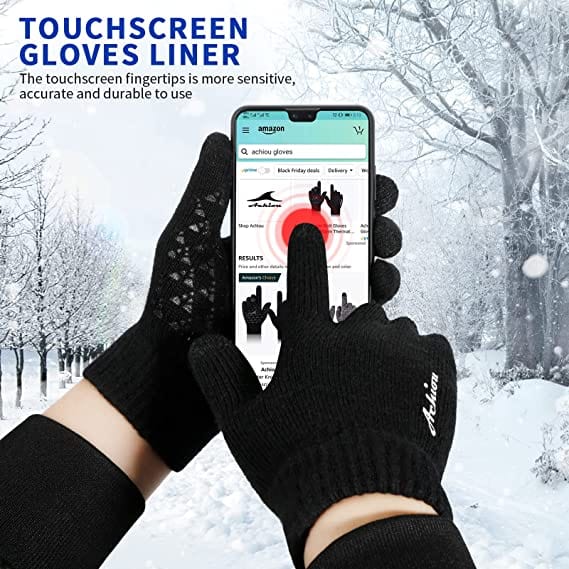ACHIOU Gloves & Earmuffs Black ACHIOU  - Winter Gloves for Men Women