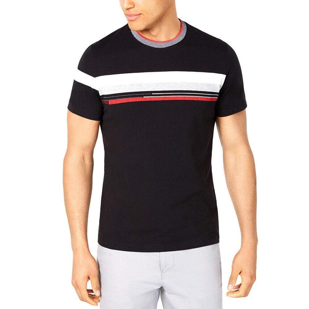 ALFANI Mens Tops Black / Small Stripe T-Shirt Black