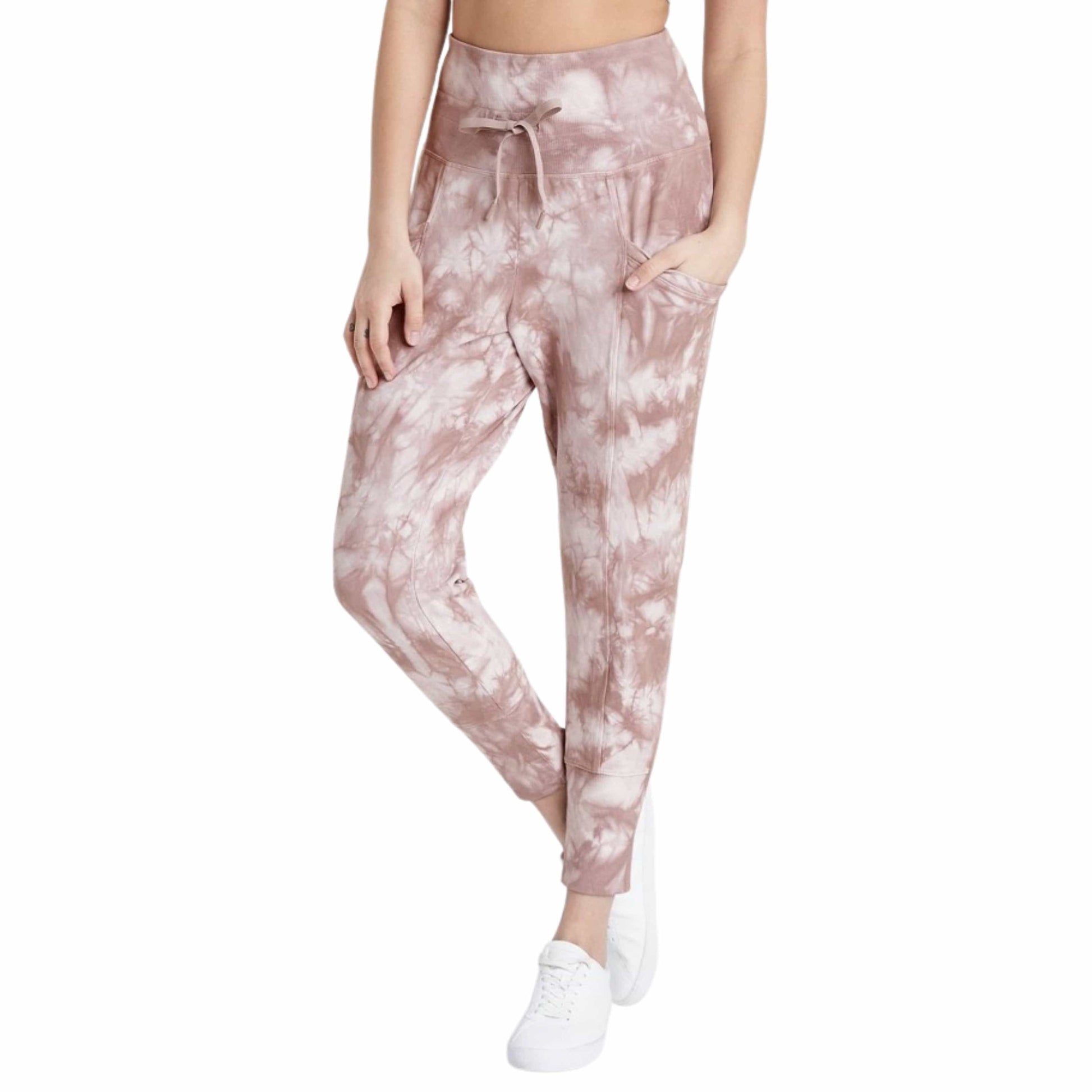 ALL IN MOTION Womens Bottoms S / Beige ALL IN MOTION - Tie-Dye High-Rise Ribbed Jogger Pant