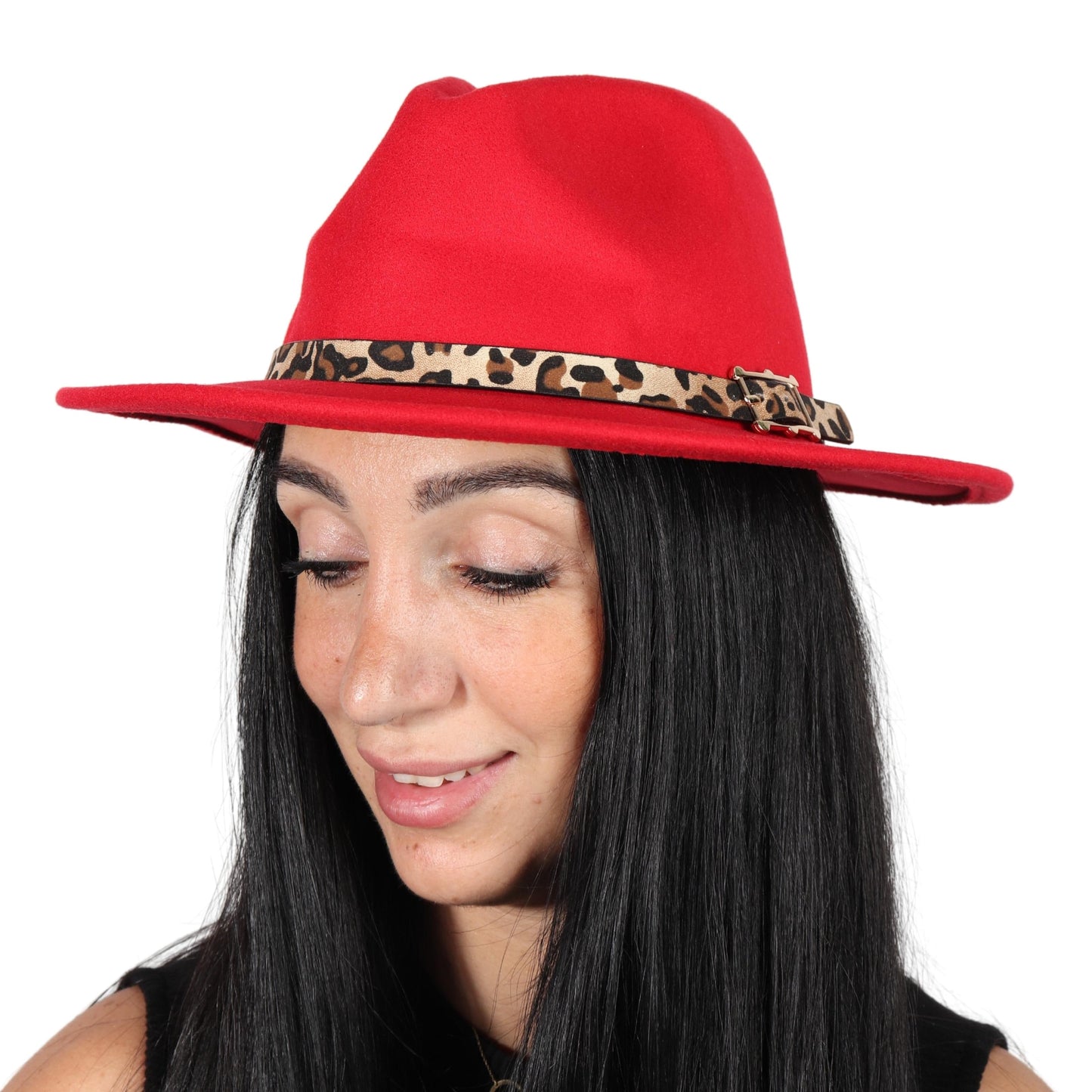AMAZON ESSENTIALS Hats & Headbands Red AMAZON ESSENTIALS -  Fur Felt Fedora Hat